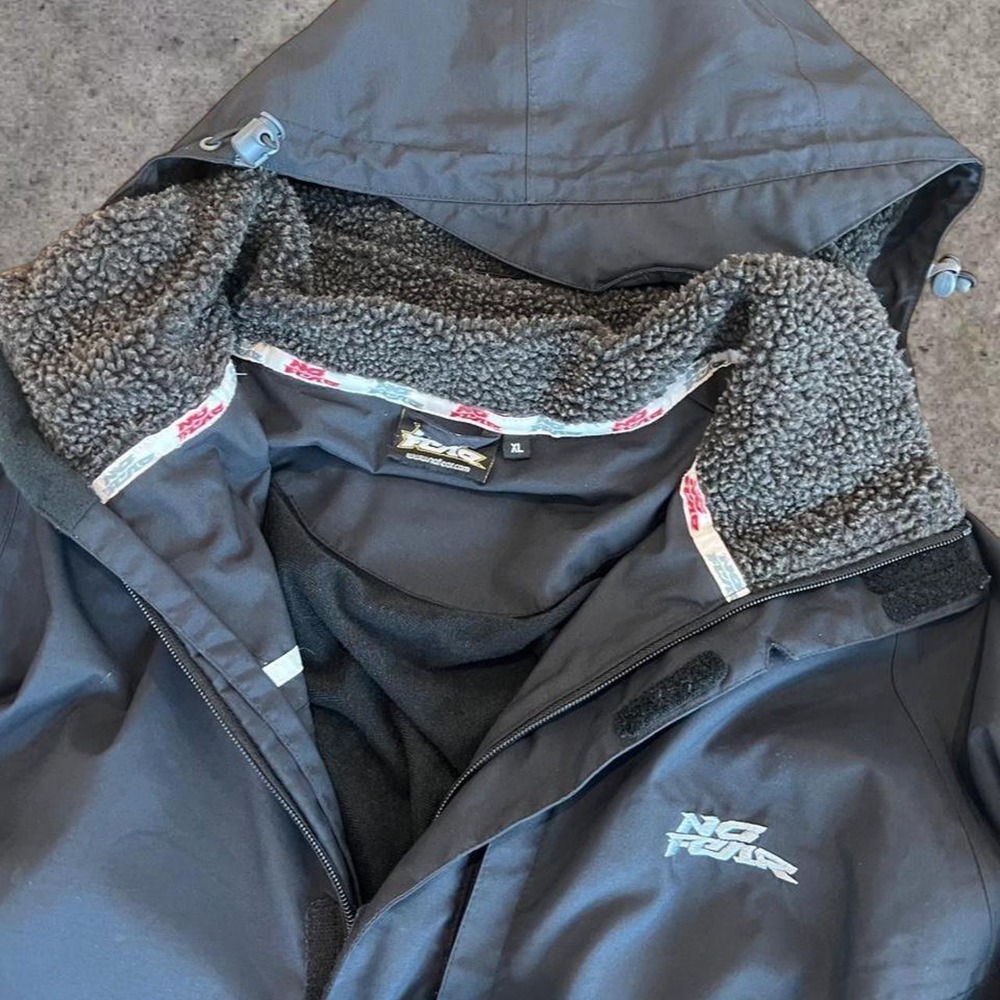 Vintage 90s No Fear Tech Anorak Ski Jacket Black Freeriding Snowboard Mens XL